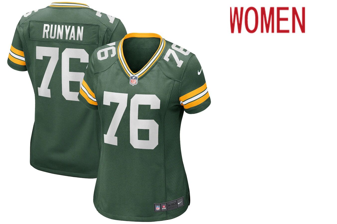 Women Green Bay Packers #76 Jon Runyan Nike Green Game NFL Jersey